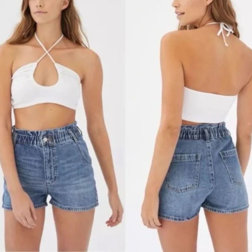 Urban Outfitters BDG Pull On Mom Jean Shorts size M Medium Wash Denim Festival